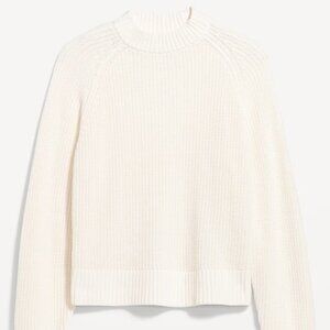 100% Cotton Shaker Stitch Sweater in Bone White - XS Crop
